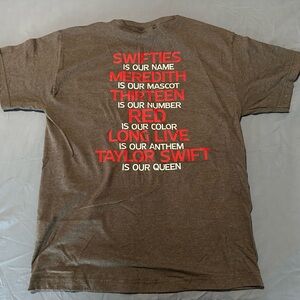 Hanes Gray Taylor‎ Swift Graphic Tee with Red Text